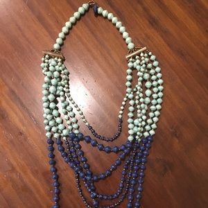 Mint, Navy, Gold Statement Necklace from Noonday